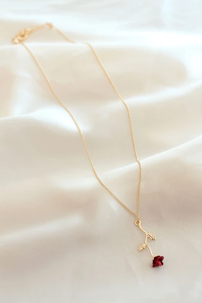 Kırmızı Gül Figürlü Kolye - Resim 2