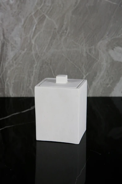 7 Parça Mermer Desenli Beton Banyo Seti Sıvı Sabunluk Diş Fırçalık Pamukluk Mumluk Tepsi Saksı - Resim 2