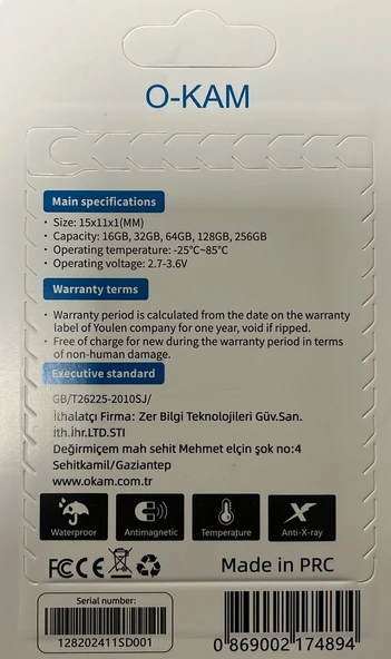 64 GB O-Kam Hafıza Kartı Faster Transfer Speed Class 10 4k Video Kayıt - 4