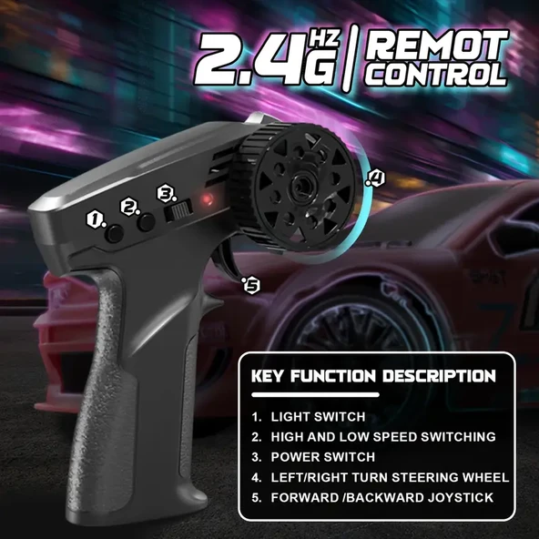 1:24 Ölçekli Drift RC Araba, 2.4Ghz 4WD Uzaktan KumandaLI Arac