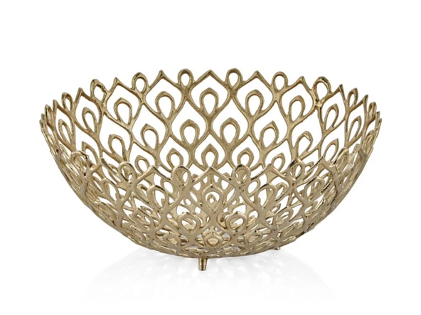 Lamedore Peacock Gold Yuvarlak Büyük Dekoratif Kase 47x47x19 Cm - 2