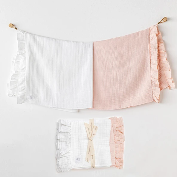 Kız Bebek Battaniye 2 Parça Blanket 85x90 Muslin Home
