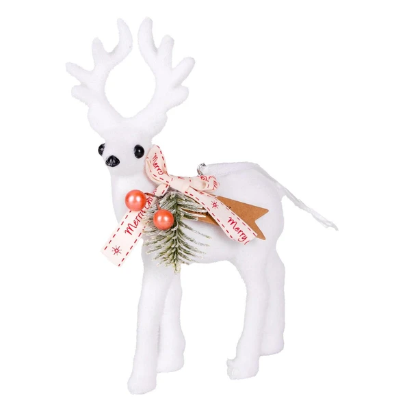 Yılbaşı Ağaç Süsü Geyik Beyaz 15X22 Cm. - Resim 3
