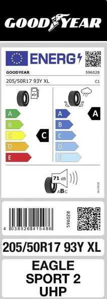 Goodyear 205/50 R17 93Y Eagle Sport 2 UHP XL FP Oto Yaz Lastiği (Üretim: 2024) - Resim 2