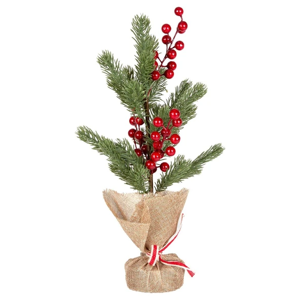 Yılbaşı Süsü Masa Çamı Kırmızı Bery lı Yeşil 18x37 cm ürün görseli