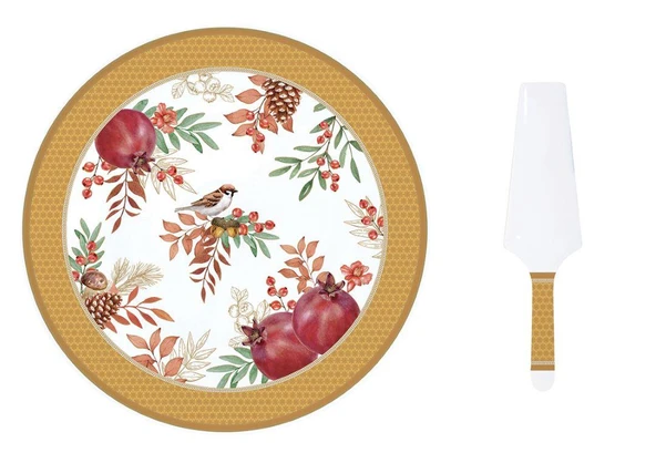 Easy Life Porselen Kek Servis Tabağı 32 cm Dilimleyicili ürün görseli