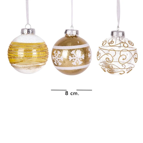 Yılbaşı Ağaç Süsü Yılbaşı Toplu 9 lu Set Gold 8 cm - 3