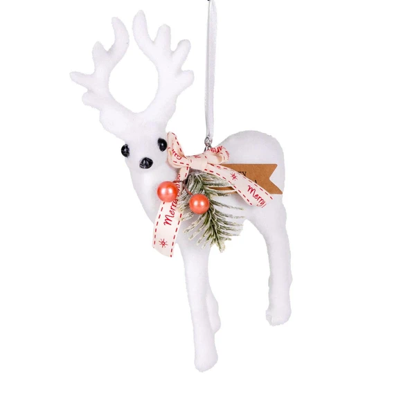Yılbaşı Ağaç Süsü Geyik Beyaz 15X22 Cm. - Resim 5