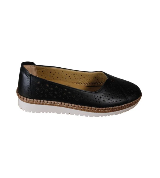 YAZKIŞ Kadın Siyah Krem Cilt Comfort Taban Günlük Babet - 25