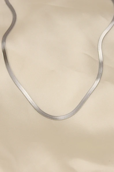 316L Çelik Silver Renk 45 cm İtalyan Zincir Model Kadın Kolye - Resim 2