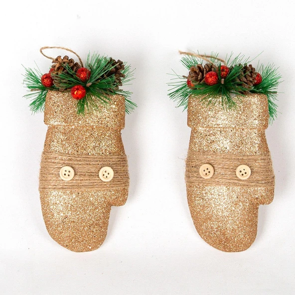 Yılbaşı Süsü Eldiven Berry'li 2'li Paket Dore 12x18,5 Cm. - Resim 2