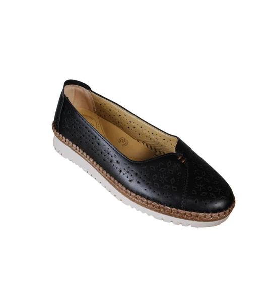 YAZKIŞ Kadın Siyah Krem Cilt Comfort Taban Günlük Babet - 21