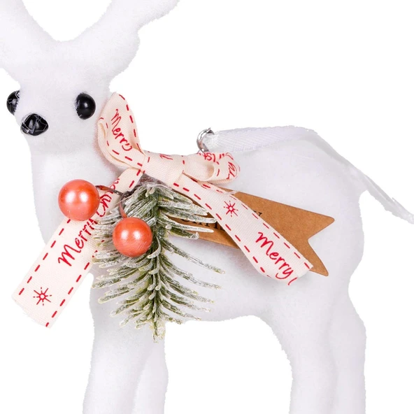 Yılbaşı Ağaç Süsü Geyik Beyaz 15X22 Cm. - Resim 2