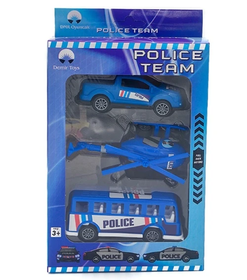 Demir Toys Polis Seti Helikopterli 3Lü