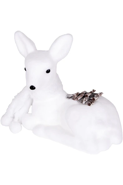 Yılbaşı Süsü Oturan Geyik Beyaz 21x12x21 cm - Resim 2