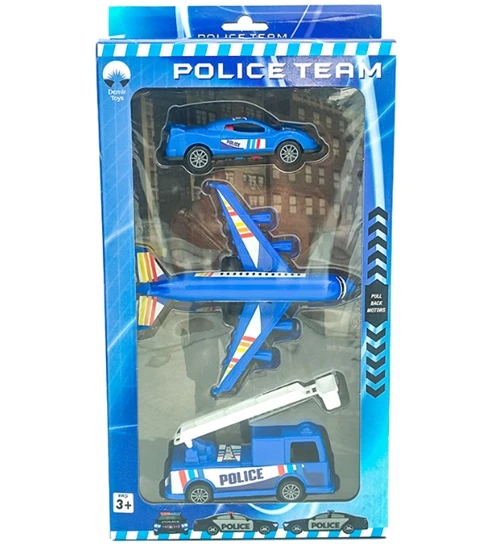 Demir Toys Polis Seti Uçaklı 3Lü