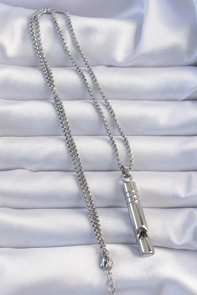 Acil Durum Düdüğü 316L Çelik Kararma Yapmaz Yüksek Desibel Kolye Unisex - Resim 2