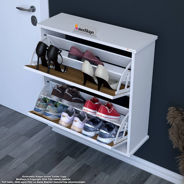 Modilayn UMAY Asma Antre 72 x 78 x 25,5 cm lik 2 Düşer Kapak 4 Göz Raf Ayakkabılık - 2