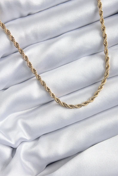 316L Çelik Gold Renk 60 cm Burgu Model Kadın Kolye ürün görseli