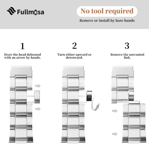 Fullmosa No Tools Needed Compatible Apple Watch Kordonları Gümüş