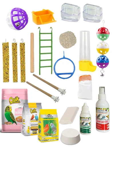 Kuş Yemi İhtiyaç Seti Full Set Muhabbet Papağan Yemi Ve Bakım İhtiyaç Seti - 2