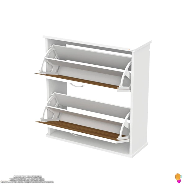 Modilayn UMAY Asma Kapı Önü 72 x 78 x 25,5 cm’ lik 2 Düşer Kapak 4 Göz Raf Bölmeli Ayakkabılık - 7