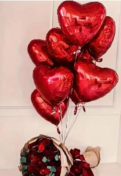 Brokoli Home 2 Adet Kalp Folyo Balon Kırmızı Uçan Balon 45 Cm 18 İnç