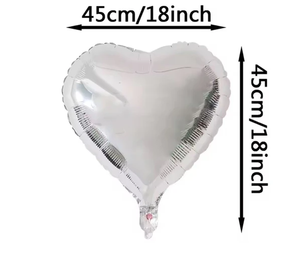 Brokoli Home 2 Ad Gümüş Kalp Folyo Balon 45 Cm 18 İnç - 5