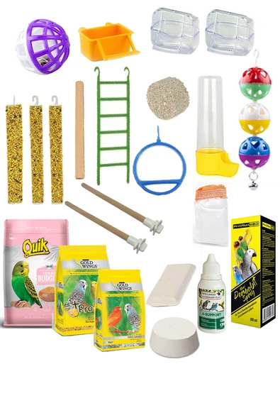 Kuş Yemi İhtiyaç Seti Full Set Muhabbet Papağan Yemi Ve Bakım İhtiyaç Seti - 3