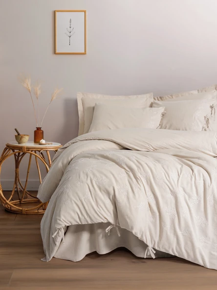 Cotton Box Cotton Keten Çift Kişilik Nevresim Takımı Esmira Bej ürün görseli 1