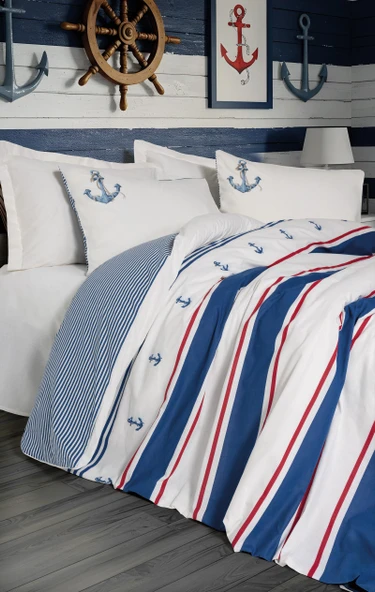 Cotton Box Maritime Tek Kişilik Nevresim Takımı Brine Ekru