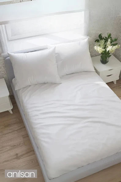 Lastiksiz Düz Beyaz Saten Çarşaf Tek/Çift Kişilik Ev Ve Otel Çarşafı,83 Tel