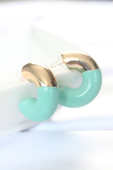 CCB Turkuaz Gold Çift Renk Küpe ürün görseli