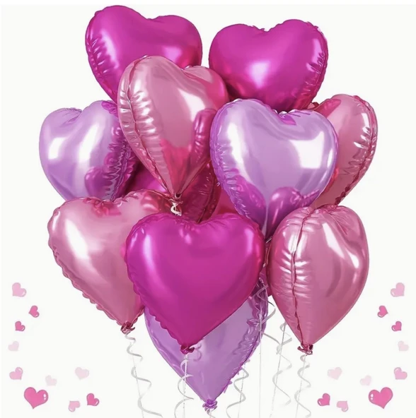 Brokoli Home 3 Adet Folyo Balon Fuşya Koyu Pembe Uçan Balon 45 Cm 18 İnç - 4