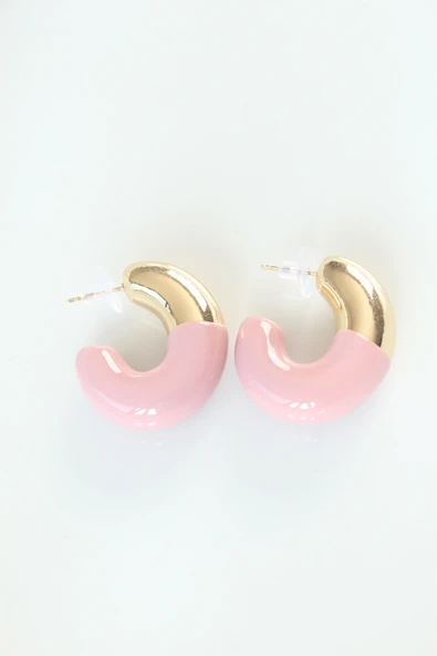 CCB Gül Kurusu Gold Çift Renk Küpe - Resim 2