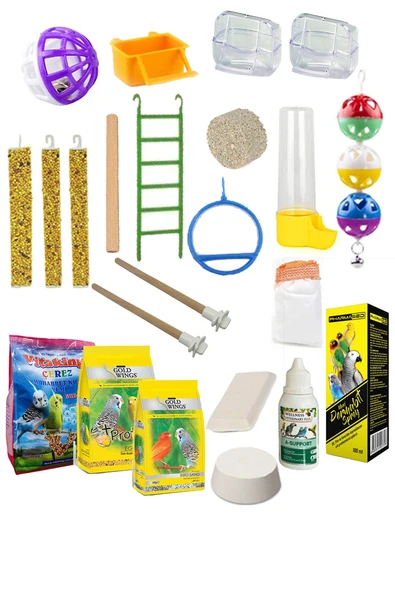 Kuş Yemi İhtiyaç Seti Full Set Muhabbet Papağan Yemi Ve Bakım İhtiyaç Seti - 3