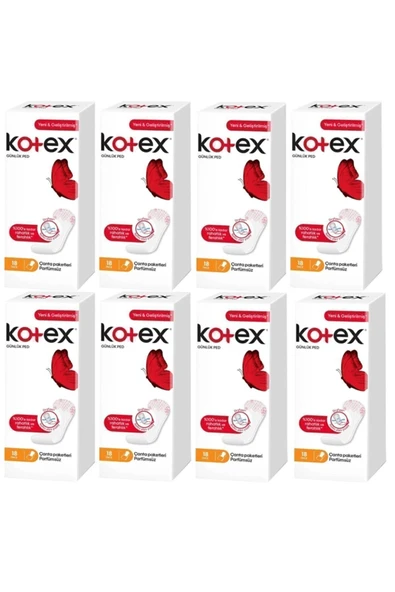 KOTEX İNCE GÜNLÜK PET PARFÜMSÜZ 18 Lİ 8 ADET