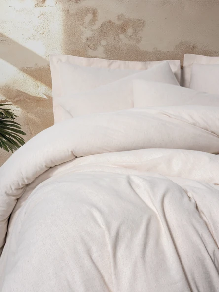 Cotton Box Cotton Keten Çift Kişilik Nevresim Takımı Basic Bej ürün görseli 1