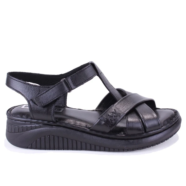 Dagoster DZA07-77025100 Siyah Günlük Ortopedik Deri Kadın sandalet - 2