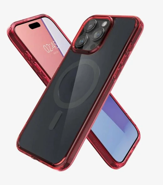 Spigen iPhone 15 Pro Max Kılıf, Spigen Ultra Hybrid Magfit (Magsafe Uyumlu) Deep Red - 3