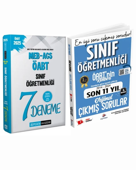 Pegem 2025 ÖABT MEB-AGS Sınıf Öğretmenliği 7 Deneme ve Dizgi Son 11 Yıl Çıkmış Soru 2 li Set