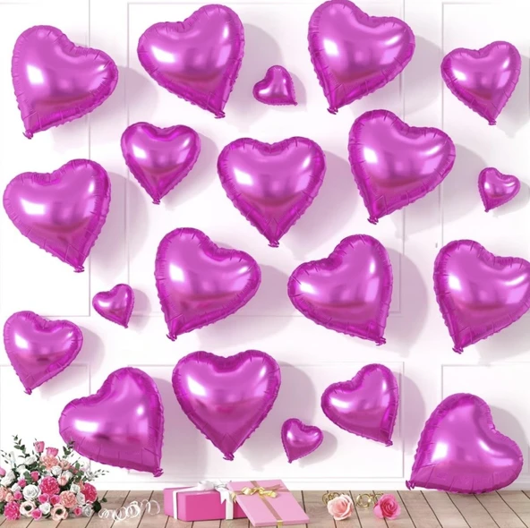 Brokoli Home 3 Adet Folyo Balon Fuşya Koyu Pembe Uçan Balon 45 Cm 18 İnç