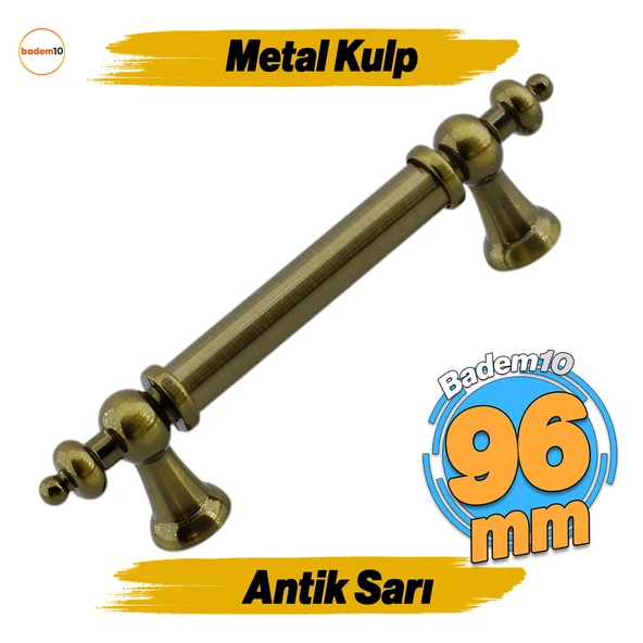 Osmanlı (96 mm - 9.6 cm) Antik Sarı Metal Mobilya Mutfak Çekmece Dolap Dolabı Kulbu Kulpu Kulpları
