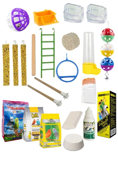 Kuş Yemi İhtiyaç Seti Full Set Muhabbet Papağan Yemi Ve Bakım İhtiyaç Seti - 5