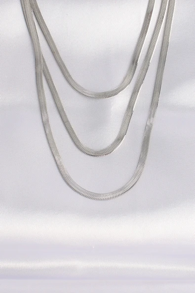 316L Çelik İtalyan Zincir Gümüş Renk Çoklu Kolye ürün görseli