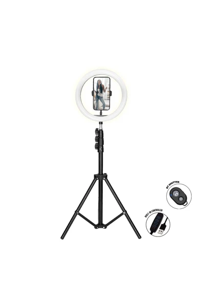 Concord SLF-2 Kumandalı 210CM 10inç Youtuber Tiktok Çekim Renkli Ring Light Makyaj Işığı Tripod