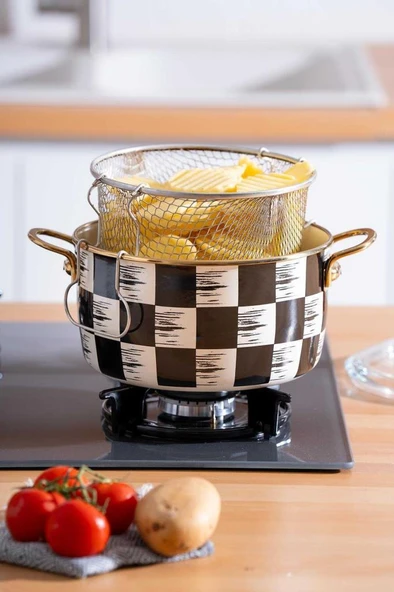 Acar XAP-22-0249 Qualita King Damalı Emaye Kızartma Tenceresi 22 cm - 2