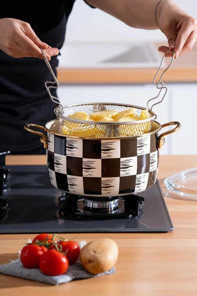 Acar XAP-22-0249 Qualita King Damalı Emaye Kızartma Tenceresi 22 cm - 3