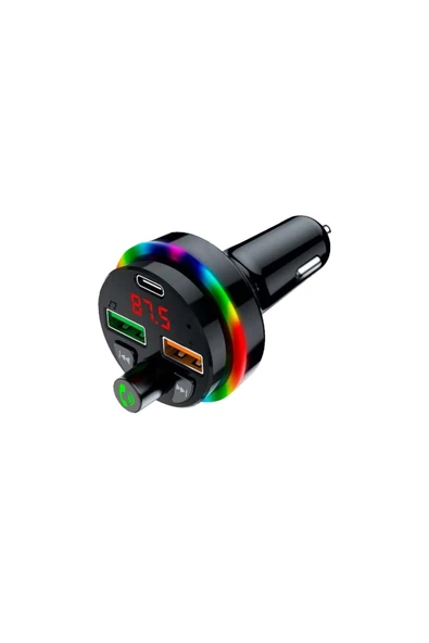 SPRANGE SFT-1 RGB Led Işıklı PD 25W QC + 3.1A Çift USB/TF/BT/FM Bluetooth FM Transmitter