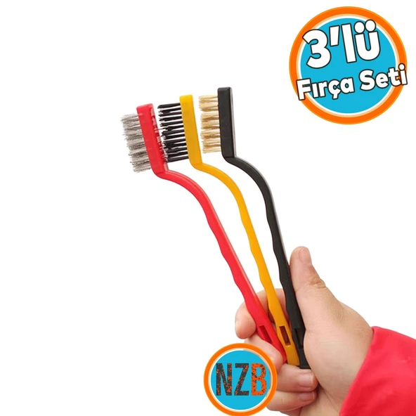 3'lü Set Tel Fırça Seti Mutfak Temizlik Plastik Çok Amaçlı Temizleme Fırçası Kir Pas Kireç Izgara